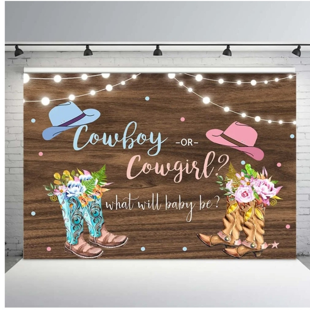 Cowboy or Cowgirl Western Gender Reveal Backdrop